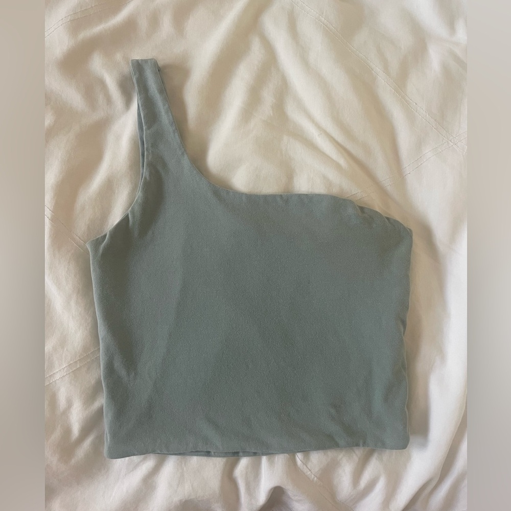 Sage green one shoulder crop tank top, Cotton On